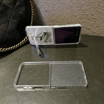 Custodia per telefono in PC della serie Glitter Stardust con supporto a forma di cuore, For Samsung Galaxy Z Flip7 5G