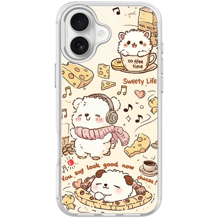 Adorabile custodia magnetica per telefono con motivo gatto e caffè., For iPhone 16 Pro Max, For iPhone 16 Pro, For iPhone 16 Plus, For iPhone 16