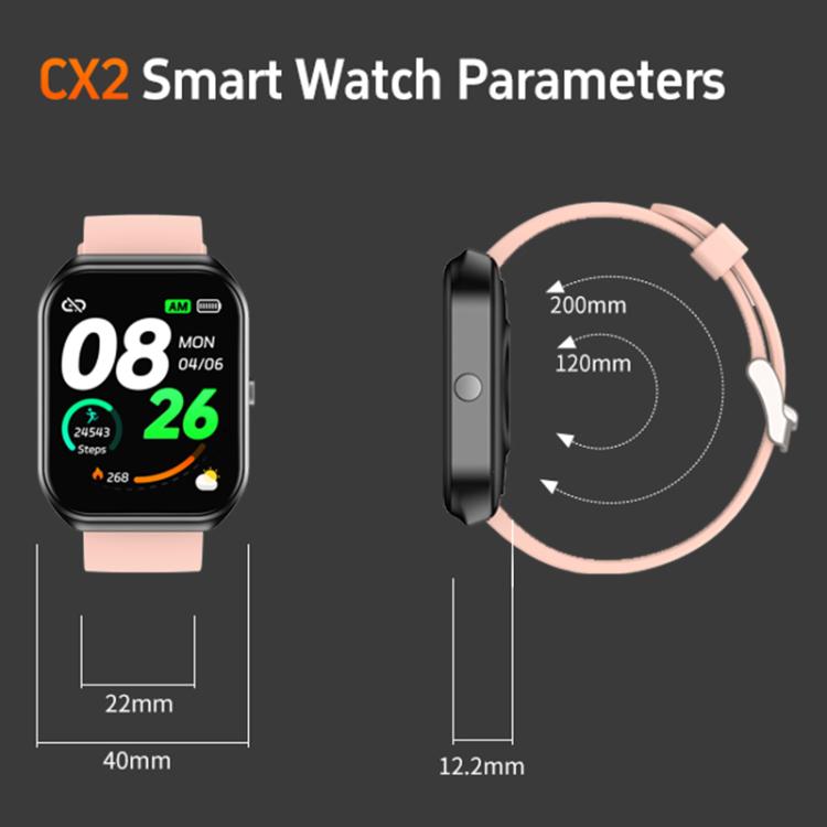 Smartwatch CX2 con schermo TFT a colori da 1,95 pollici, chiamate Bluetooth e supporto per il monitoraggio della salute.