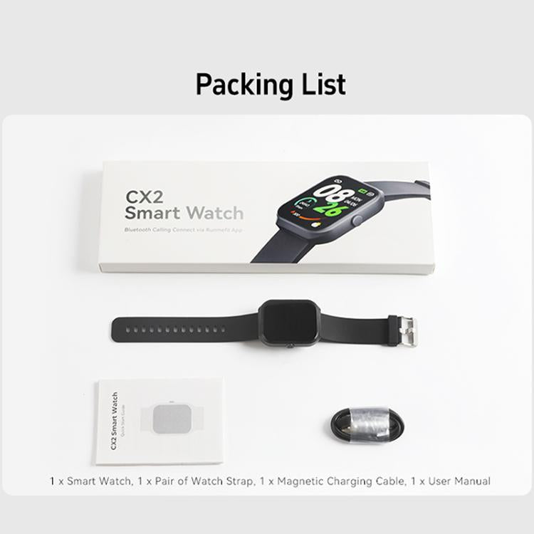 Smartwatch CX2 con schermo TFT a colori da 1,95 pollici, chiamate Bluetooth e supporto per il monitoraggio della salute.