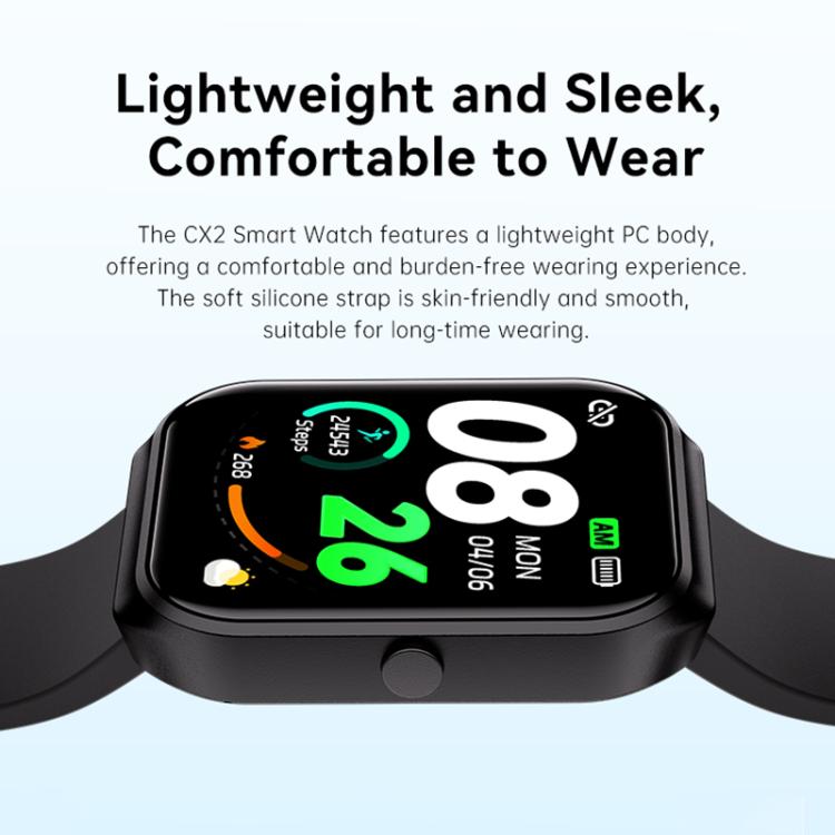 Smartwatch CX2 con schermo TFT a colori da 1,95 pollici, chiamate Bluetooth e supporto per il monitoraggio della salute.