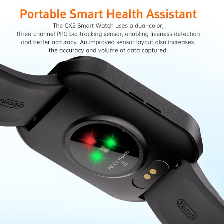 Smartwatch CX2 con schermo TFT a colori da 1,95 pollici, chiamate Bluetooth e supporto per il monitoraggio della salute.