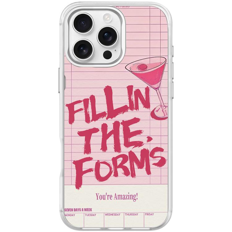 Custodia magnetica per telefono con motivo cocktail e testo, For iPhone 16 Pro Max, For iPhone 16 Pro, For iPhone 16 Plus, For iPhone 16