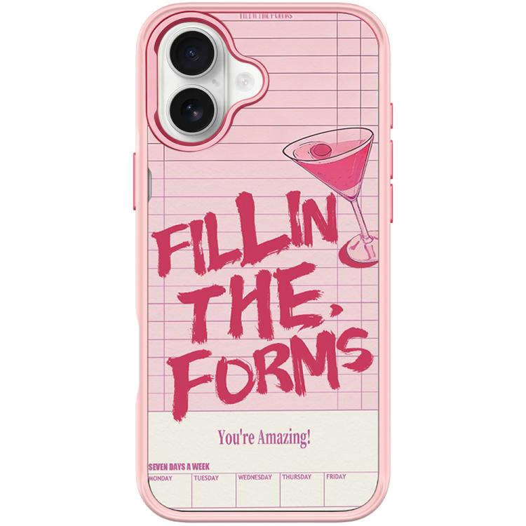 Custodia magnetica per telefono con motivo cocktail e testo, For iPhone 16 Pro Max, For iPhone 16 Pro, For iPhone 16 Plus, For iPhone 16