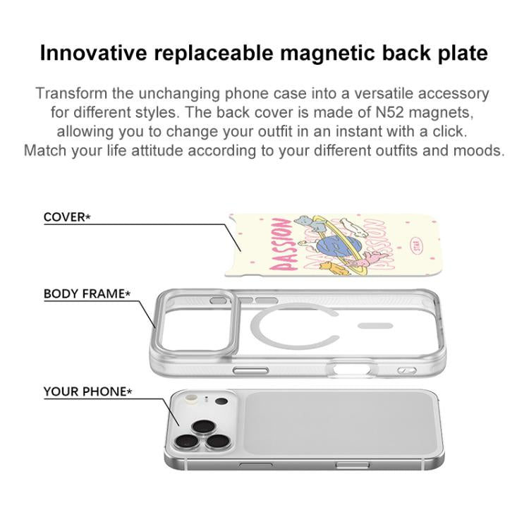 Custodia magnetica per telefono con motivo White Planet, For iPhone 15 Pro Max, For iPhone 15 Pro