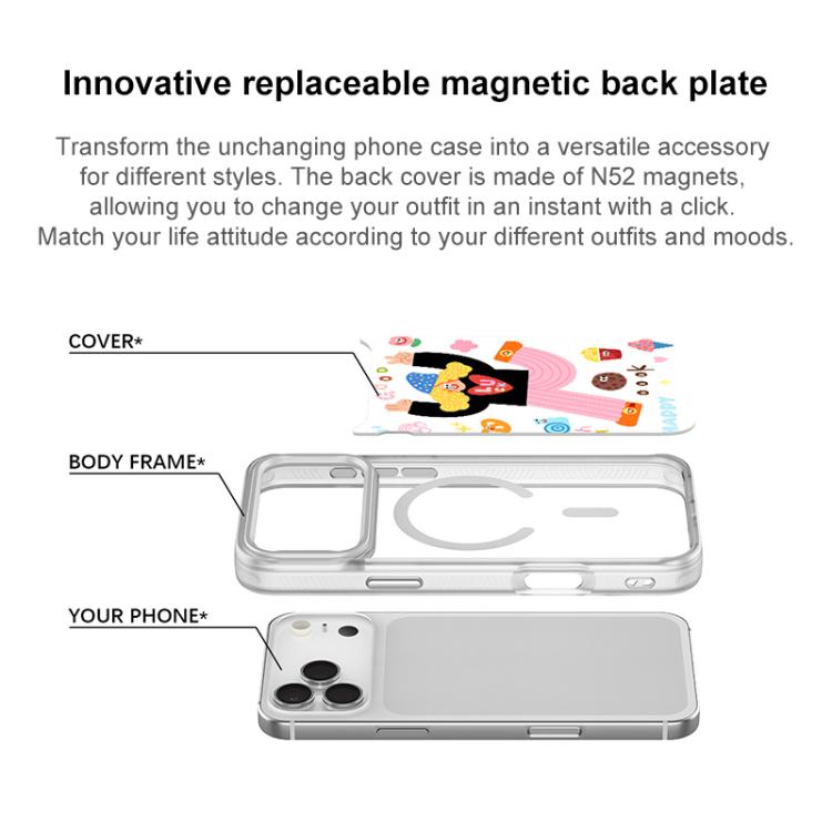Custodia magnetica per telefono con scritta "Bambina e bel testo", For iPhone 15 Pro Max, For iPhone 15 Pro