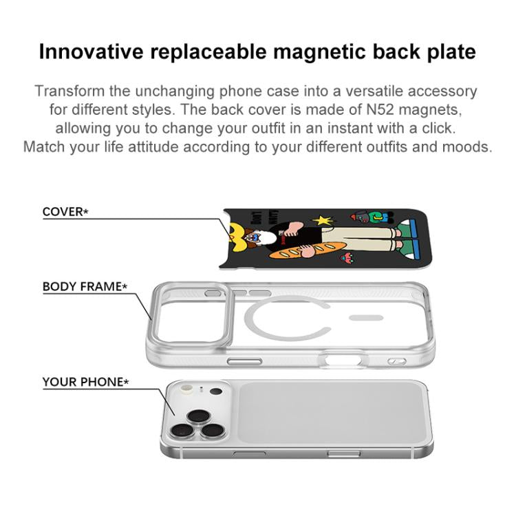 Custodia magnetica per telefono con motivo anti-ansia, For iPhone 15 Pro Max, For iPhone 15 Pro