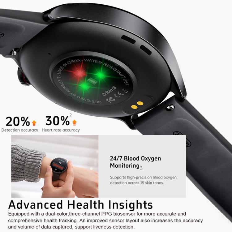 Smartwatch GTR2 con schermo Ultra HD da 1,46 pollici, chiamate Bluetooth e supporto per il monitoraggio della salute.