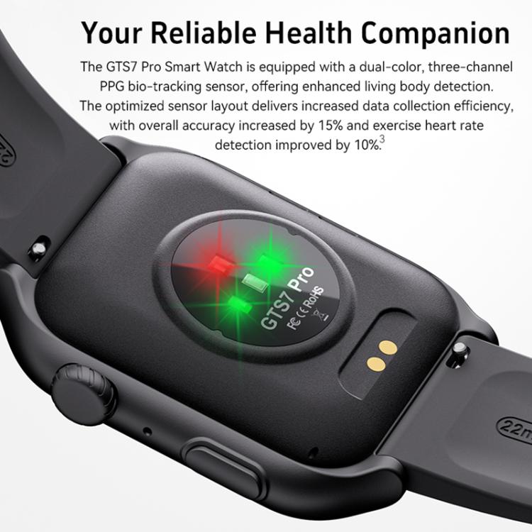 Smartwatch GTS7 Pro con schermo HD ultra-ampio da 2 pollici, chiamate Bluetooth e supporto per il monitoraggio della salute.