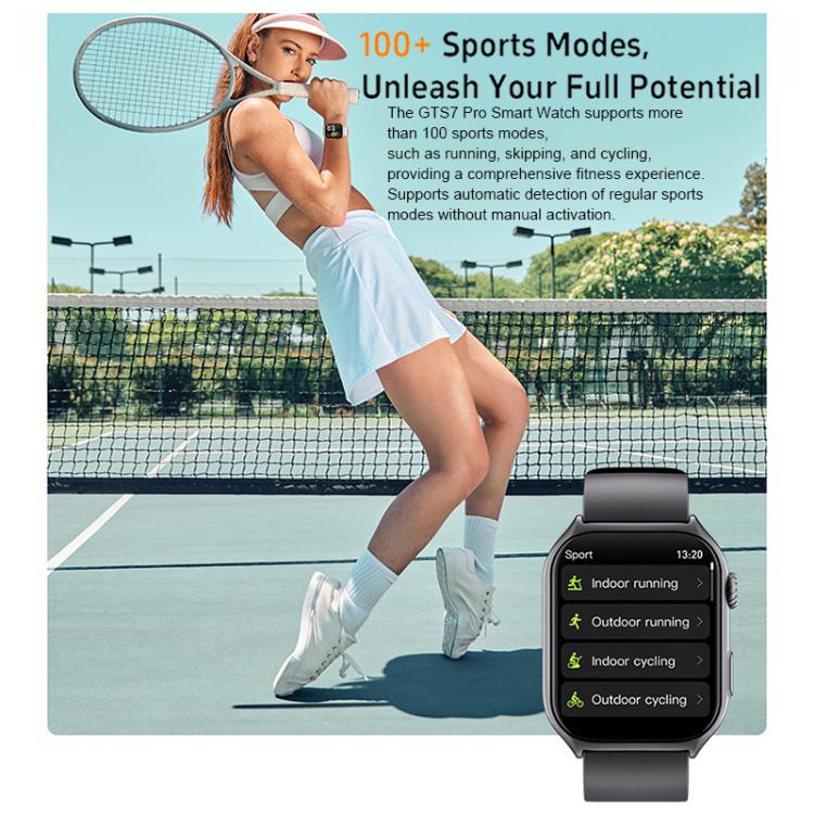 Smartwatch GTS7 Pro con schermo HD ultra-ampio da 2 pollici, chiamate Bluetooth e supporto per il monitoraggio della salute.