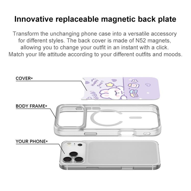 Custodia magnetica per telefono con motivo a coniglio stellato portafortuna, For iPhone 16 Pro Max, For iPhone 16 Pro, For iPhone 16 Plus, For iPhone 16