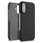 Custodia per telefono Melkco in vera pelle con texture litchi e chiusura magnetica, copertura parziale., For iPhone 16 Pro, For iPhone 16, For iPhone 15 Pro Max