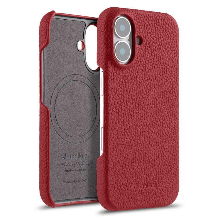 Custodia per telefono Melkco in vera pelle con texture litchi e chiusura magnetica, copertura parziale., For iPhone 16 Pro, For iPhone 16, For iPhone 15 Pro Max