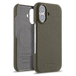 Custodia per telefono Melkco in vera pelle con texture litchi e chiusura magnetica, copertura parziale., For iPhone 16 Pro, For iPhone 16, For iPhone 15 Pro Max