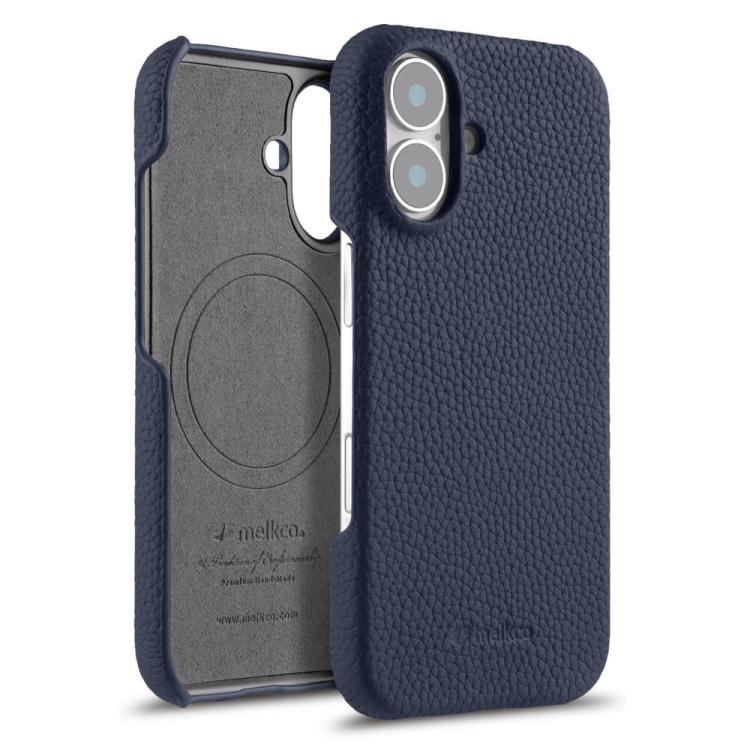 Custodia per telefono Melkco in vera pelle con texture litchi e chiusura magnetica, copertura parziale., For iPhone 16 Pro, For iPhone 16, For iPhone 15 Pro Max