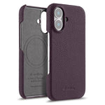 Custodia per telefono Melkco in vera pelle con texture litchi e chiusura magnetica, copertura parziale., For iPhone 16 Pro, For iPhone 16, For iPhone 15 Pro Max