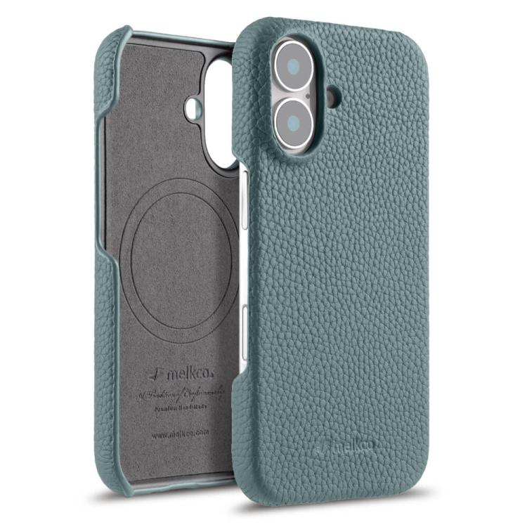Custodia per telefono Melkco in vera pelle con texture litchi e chiusura magnetica, copertura parziale., For iPhone 16 Pro, For iPhone 16, For iPhone 15 Pro Max
