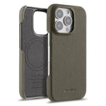 Custodia per telefono Melkco in vera pelle con texture litchi e chiusura magnetica, copertura parziale., For iPhone 16 Pro, For iPhone 16, For iPhone 15 Pro Max