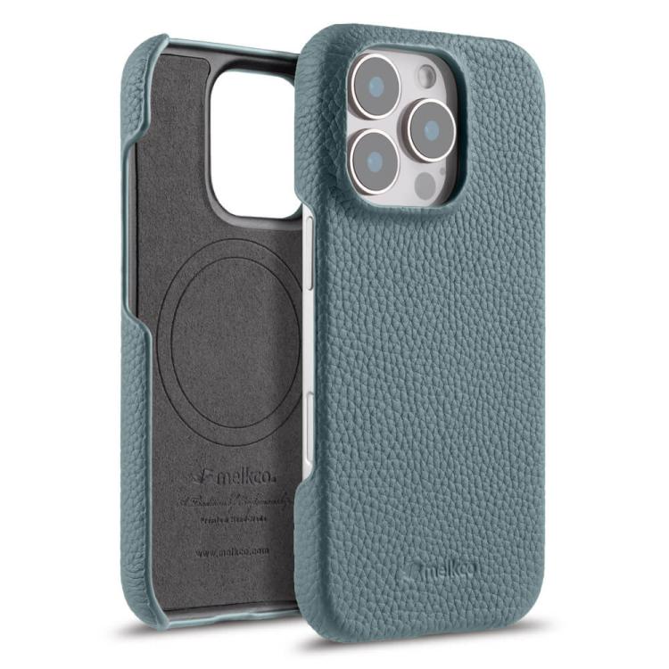 Custodia per telefono Melkco in vera pelle con texture litchi e chiusura magnetica, copertura parziale., For iPhone 16 Pro, For iPhone 16, For iPhone 15 Pro Max