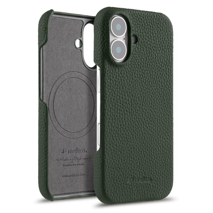Custodia per telefono Melkco in vera pelle con texture litchi e chiusura magnetica, copertura parziale., For iPhone 17, For iPhone Air, For iPhone 16 Pro Max