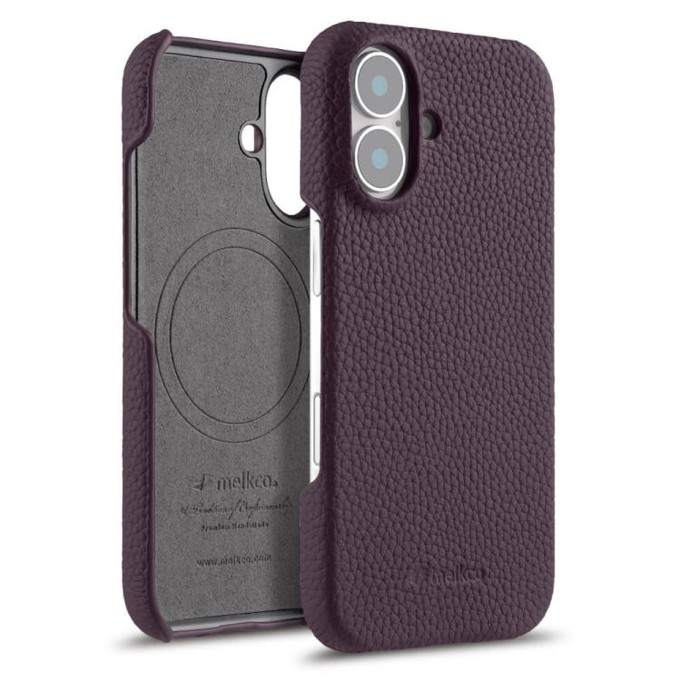 Custodia per telefono Melkco in vera pelle con texture litchi e chiusura magnetica, copertura parziale., For iPhone 17, For iPhone Air, For iPhone 16 Pro Max