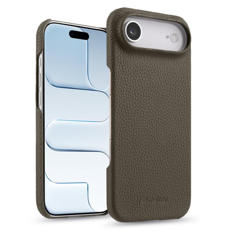 Custodia per telefono Melkco in vera pelle con texture litchi e chiusura magnetica, copertura parziale., For iPhone 17, For iPhone Air, For iPhone 16 Pro Max