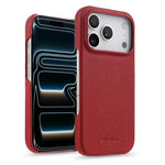 Custodia per telefono Melkco in vera pelle con texture litchi e chiusura magnetica, copertura parziale., For iPhone 17e / 16e, For iPhone 17 Pro Max, For iPhone 17 Pro