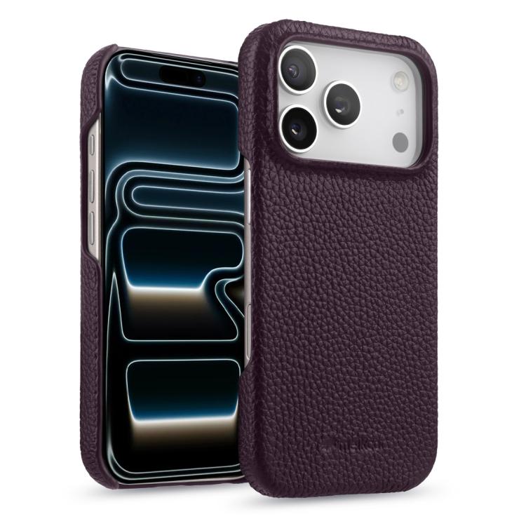 Custodia per telefono Melkco in vera pelle con texture litchi e chiusura magnetica, copertura parziale., For iPhone 17e / 16e, For iPhone 17 Pro Max, For iPhone 17 Pro
