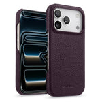 Custodia per telefono Melkco in vera pelle con texture litchi e chiusura magnetica, copertura parziale., For iPhone 17e / 16e, For iPhone 17 Pro Max, For iPhone 17 Pro