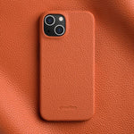 Custodia per telefono Melkco in vera pelle con texture litchi e chiusura magnetica, copertura parziale., For iPhone 15 Pro, For iPhone 15, For iPhone 14