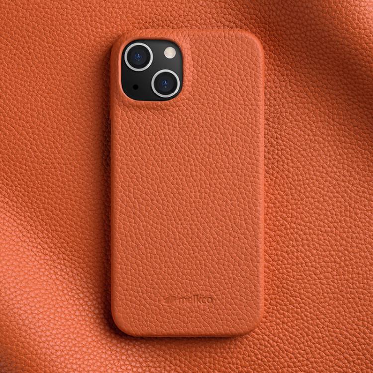 Custodia per telefono Melkco in vera pelle con texture litchi e chiusura magnetica, copertura parziale., For iPhone 15 Pro, For iPhone 15, For iPhone 14