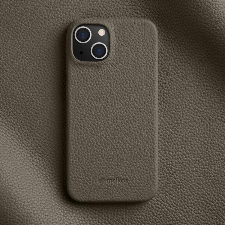 Custodia per telefono Melkco in vera pelle con texture litchi e chiusura magnetica, copertura parziale., For iPhone 15 Pro, For iPhone 15, For iPhone 14