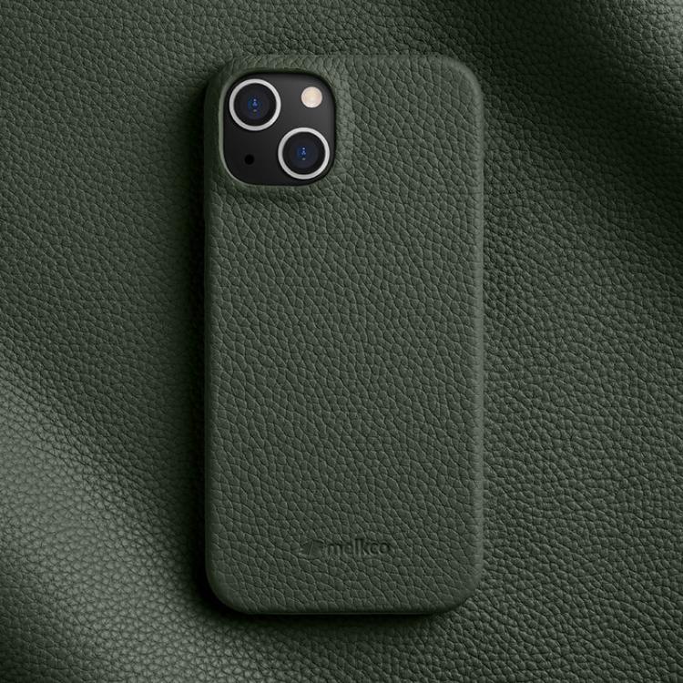 Custodia per telefono Melkco in vera pelle con texture litchi e chiusura magnetica, copertura parziale., For iPhone 15 Pro, For iPhone 15, For iPhone 14