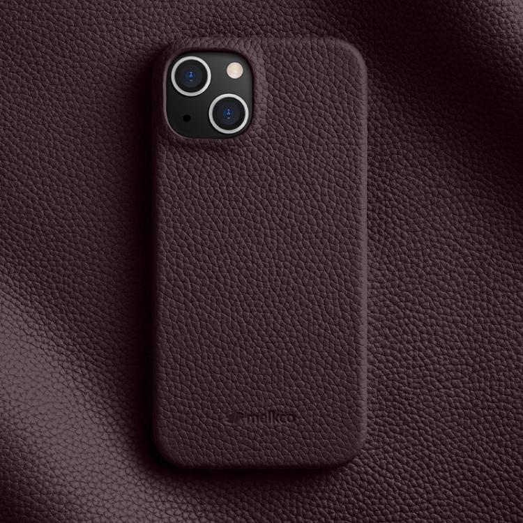 Custodia per telefono Melkco in vera pelle con texture litchi e chiusura magnetica, copertura parziale., For iPhone 15 Pro, For iPhone 15, For iPhone 14