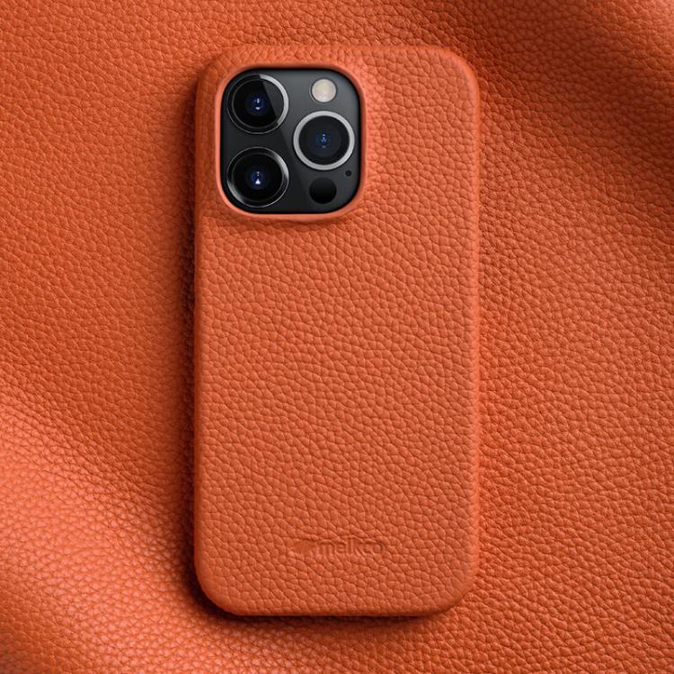 Custodia per telefono Melkco in vera pelle con texture litchi e chiusura magnetica, copertura parziale., For iPhone 14 Pro, For iPhone 14 Pro Max