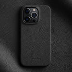 Custodia per telefono Melkco in vera pelle con texture litchi e chiusura magnetica, copertura parziale., For iPhone 14 Pro, For iPhone 14 Pro Max