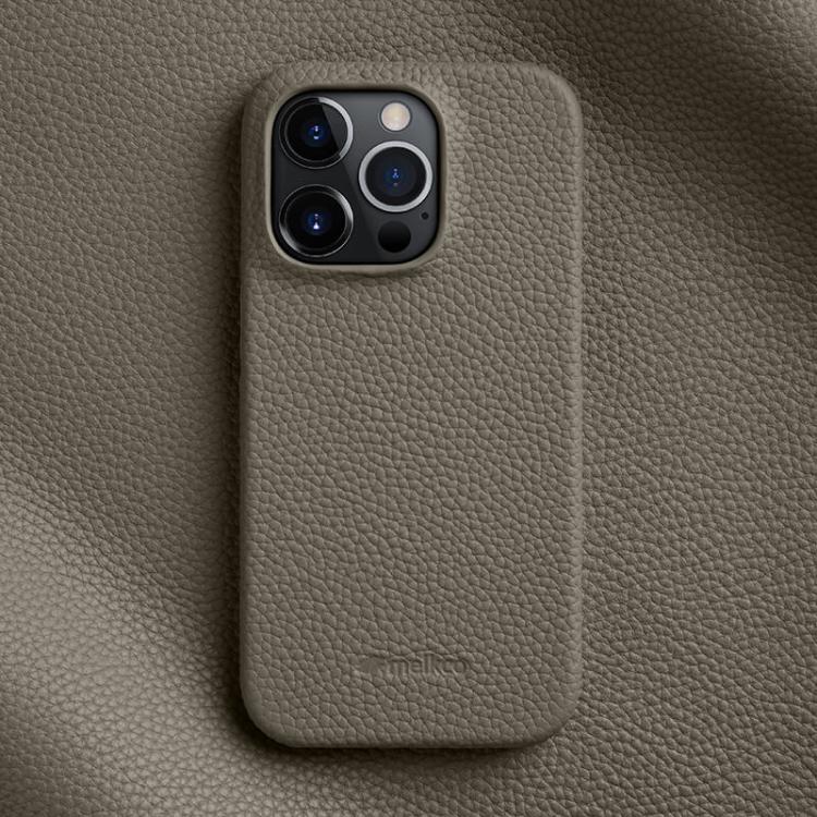 Custodia per telefono Melkco in vera pelle con texture litchi e chiusura magnetica, copertura parziale., For iPhone 14 Pro, For iPhone 14 Pro Max