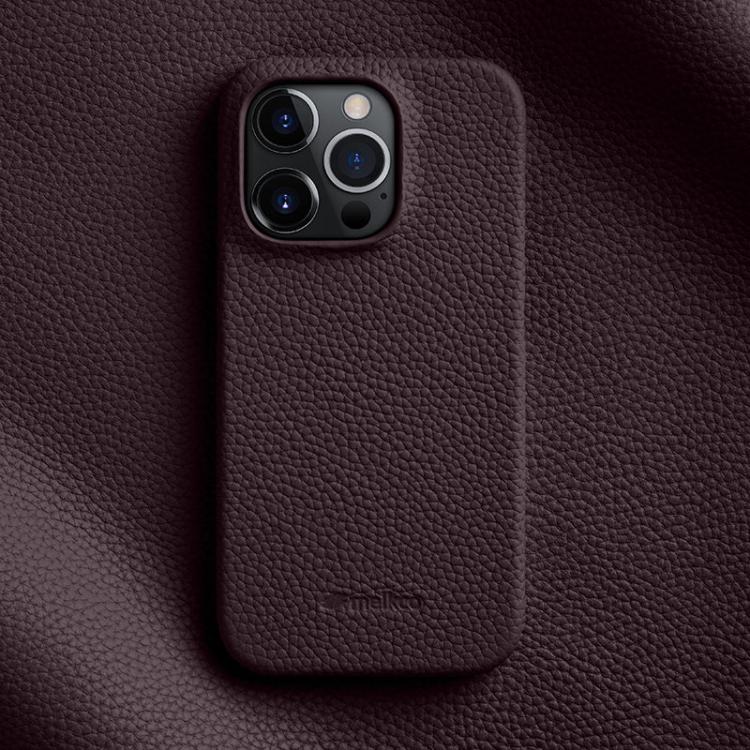 Custodia per telefono Melkco in vera pelle con texture litchi e chiusura magnetica, copertura parziale., For iPhone 14 Pro, For iPhone 14 Pro Max