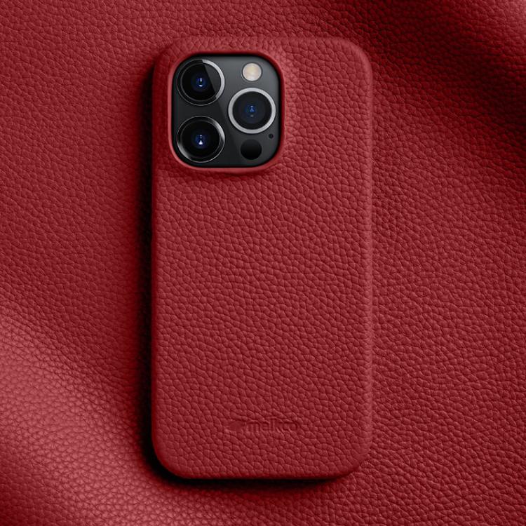 Custodia per telefono Melkco in vera pelle con texture litchi e chiusura magnetica, copertura parziale., For iPhone 14 Pro, For iPhone 14 Pro Max