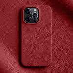 Custodia per telefono Melkco in vera pelle con texture litchi e chiusura magnetica, copertura parziale., For iPhone 15 Pro, For iPhone 15, For iPhone 14