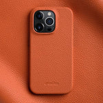 Custodia per telefono Melkco in vera pelle con texture litchi e chiusura magnetica, copertura parziale., For iPhone 16 Pro, For iPhone 16, For iPhone 15 Pro Max