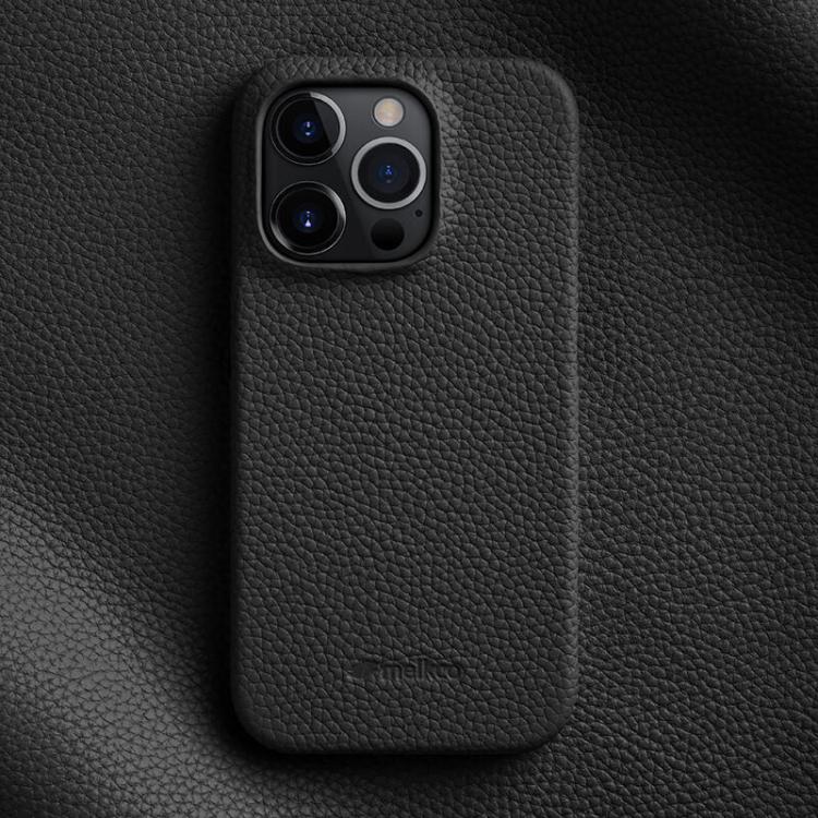 Custodia per telefono Melkco in vera pelle con texture litchi e chiusura magnetica, copertura parziale., For iPhone 16 Pro, For iPhone 16, For iPhone 15 Pro Max