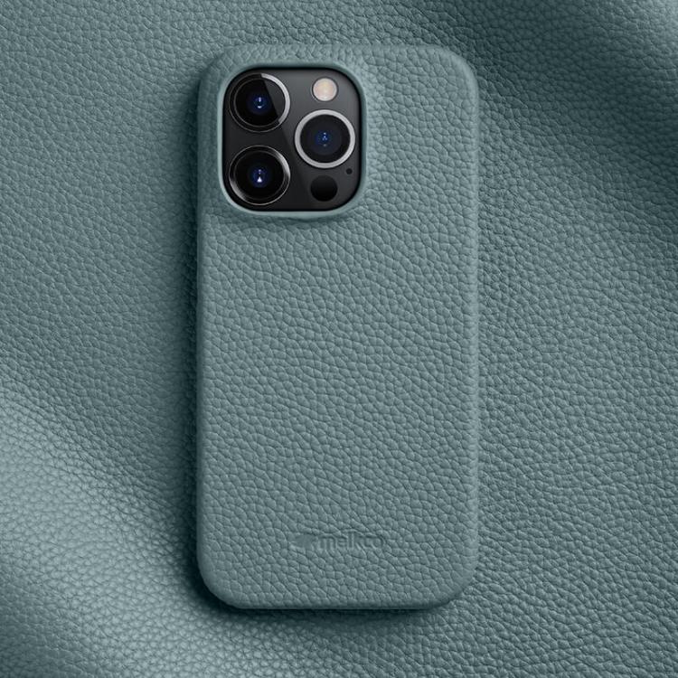 Custodia per telefono Melkco in vera pelle con texture litchi e chiusura magnetica, copertura parziale., For iPhone 16 Pro, For iPhone 16, For iPhone 15 Pro Max
