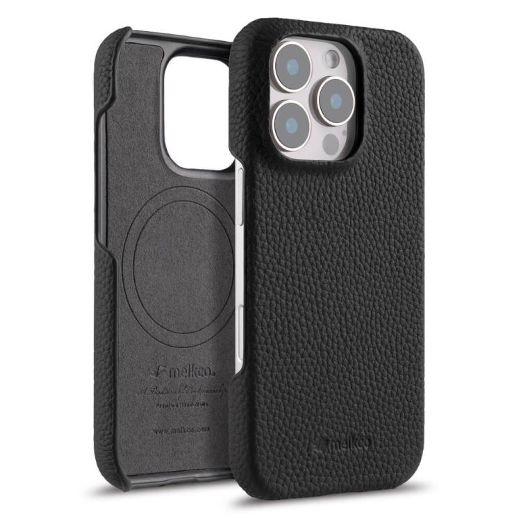 Custodia per telefono Melkco in vera pelle con texture litchi e chiusura magnetica, copertura parziale., For iPhone 17, For iPhone Air, For iPhone 16 Pro Max
