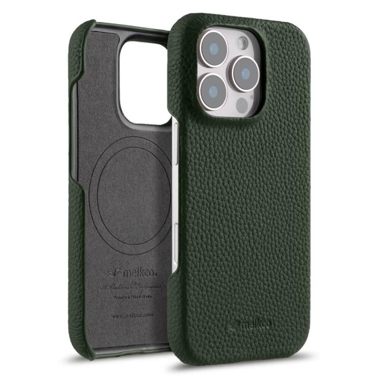 Custodia per telefono Melkco in vera pelle con texture litchi e chiusura magnetica, copertura parziale., For iPhone 17, For iPhone Air, For iPhone 16 Pro Max