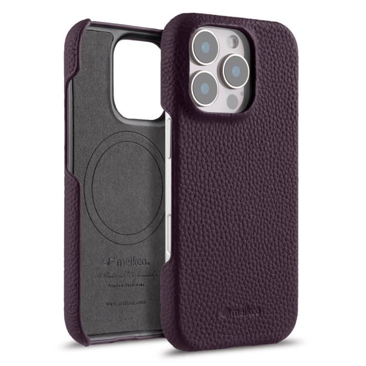 Custodia per telefono Melkco in vera pelle con texture litchi e chiusura magnetica, copertura parziale., For iPhone 17, For iPhone Air, For iPhone 16 Pro Max