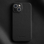 Custodia per telefono Melkco in vera pelle con texture litchi e chiusura magnetica, copertura parziale., For iPhone 15 Pro, For iPhone 15, For iPhone 14