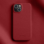 Custodia per telefono Melkco in vera pelle con texture litchi e chiusura magnetica, copertura parziale., For iPhone 15 Pro, For iPhone 15, For iPhone 14