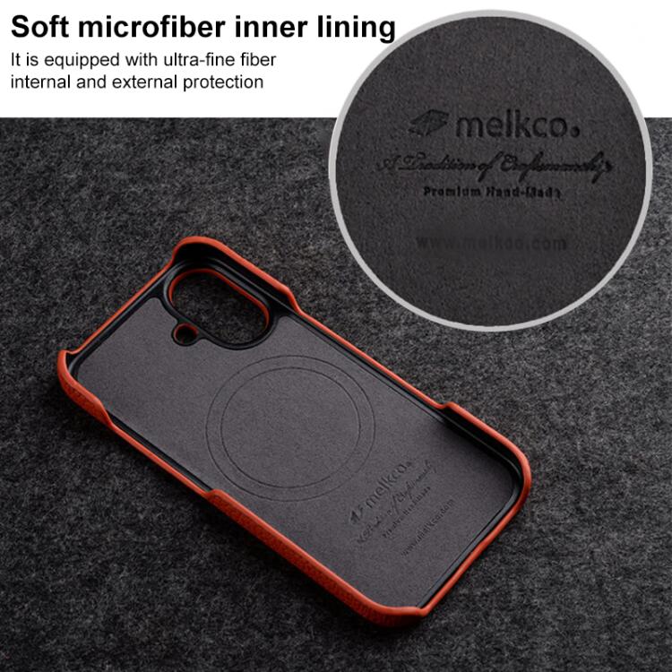 Custodia per telefono Melkco in vera pelle con texture litchi e chiusura magnetica, copertura parziale., For iPhone 14 Pro Max