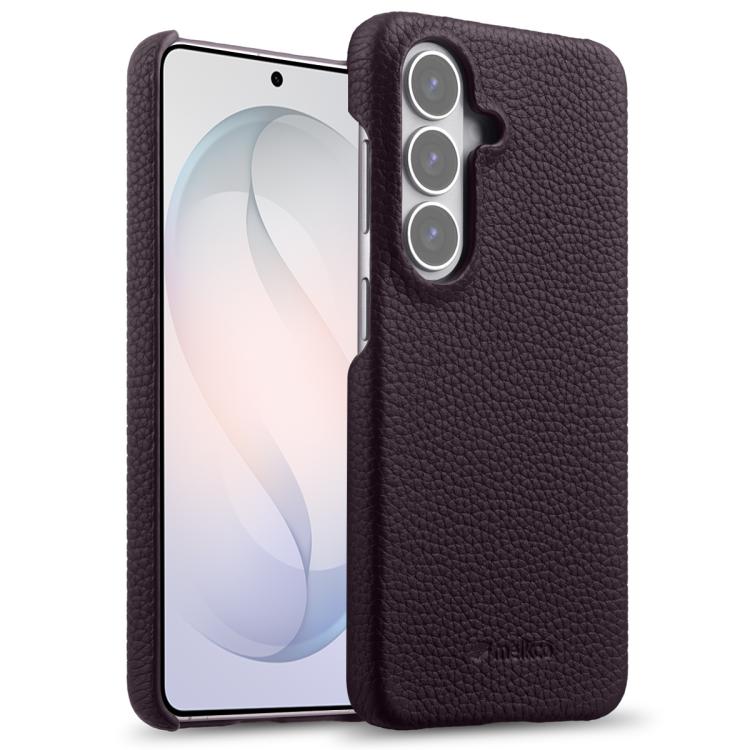 Custodia per telefono Melkco in vera pelle con texture litchi e chiusura magnetica, copertura parziale., For Samsung Galaxy S26+ 5G, For Samsung Galaxy S26 Ultra 5G, For Samsung Galaxy S26 5G